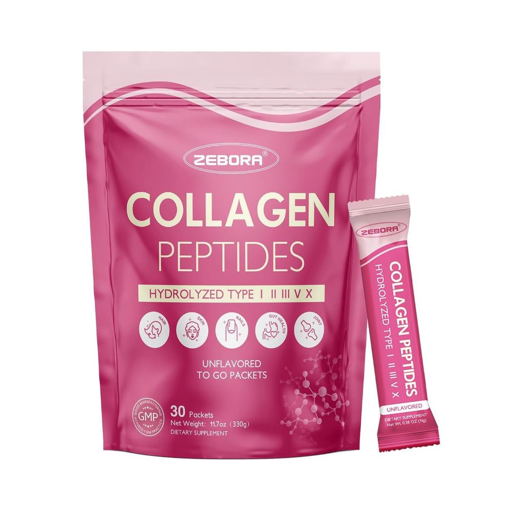 Collagen Peptides Powder Packets with Hyaluronic Acid, Biotin, MCT - Multi Hydrolyzed Collagen with 5 Billion Probiotics