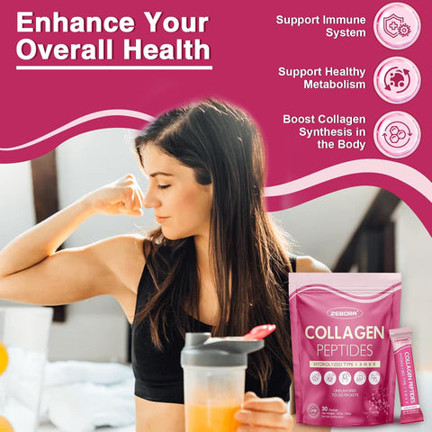 Collagen Peptides Powder Packets with Hyaluronic Acid, Biotin, MCT - Multi Hydrolyzed Collagen with 5 Billion Probiotics