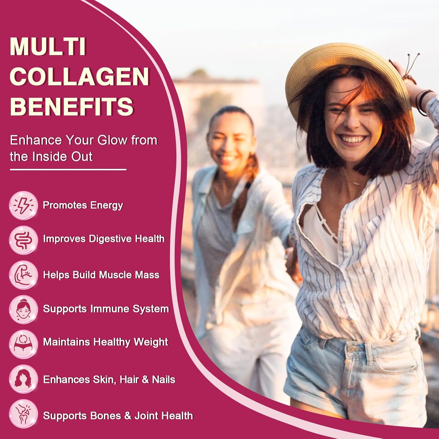 Collagen Peptides Powder Packets with Hyaluronic Acid, Biotin, MCT - Multi Hydrolyzed Collagen with 5 Billion Probiotics