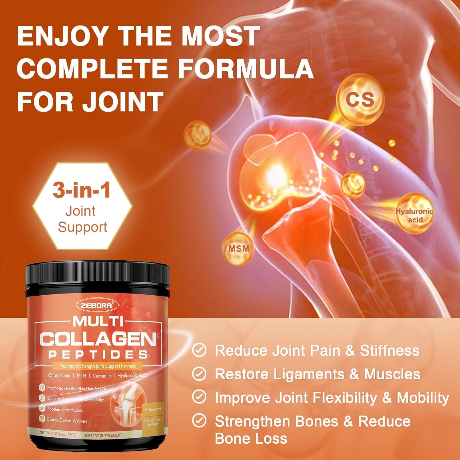 Multi Collagen Peptides promote joint and bone health.